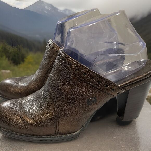 BORN Lella Mules Clogs Womens Sz EU 40.5 US 9 Bronze Metallic Leather Slip On - Picture 1 of 10